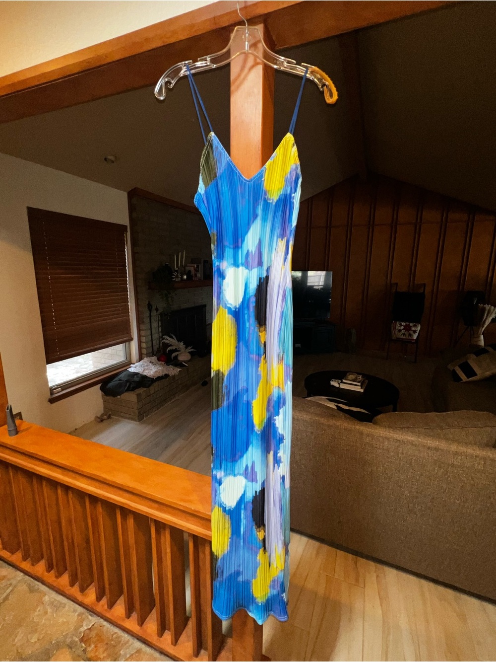 PrettyLittleThing Blue & Yellow Abstract Maxi Dress